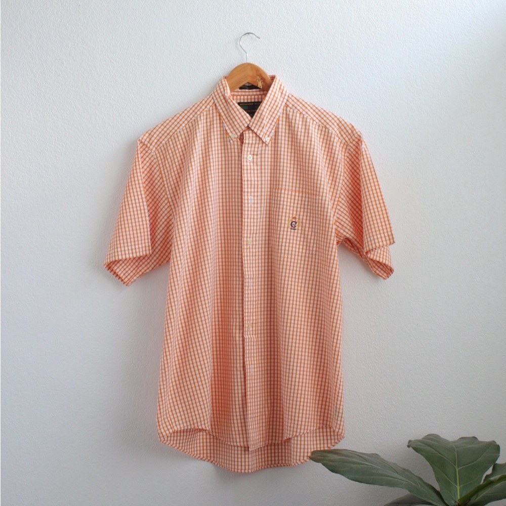 Vintage Alexander Julian Orange and White Button Down Sz: M